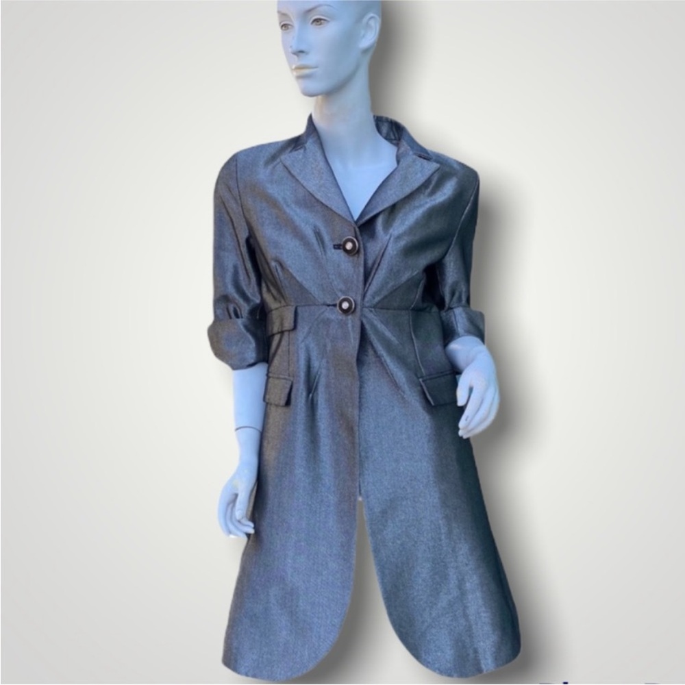 tiziano zorzan italian silver metallic trench coat 42 US M